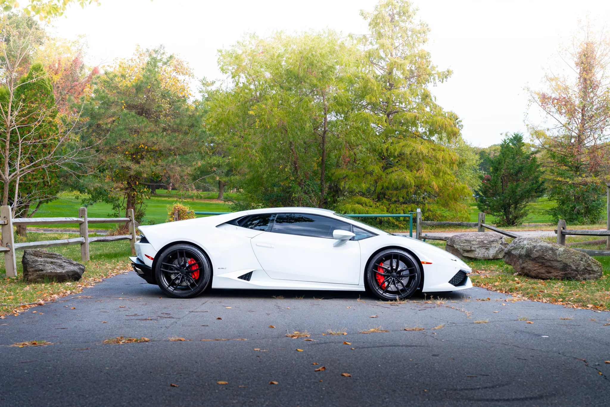 White Lamborghini Huracan 610-4 side profile — 610 hp naturally aspirated V10