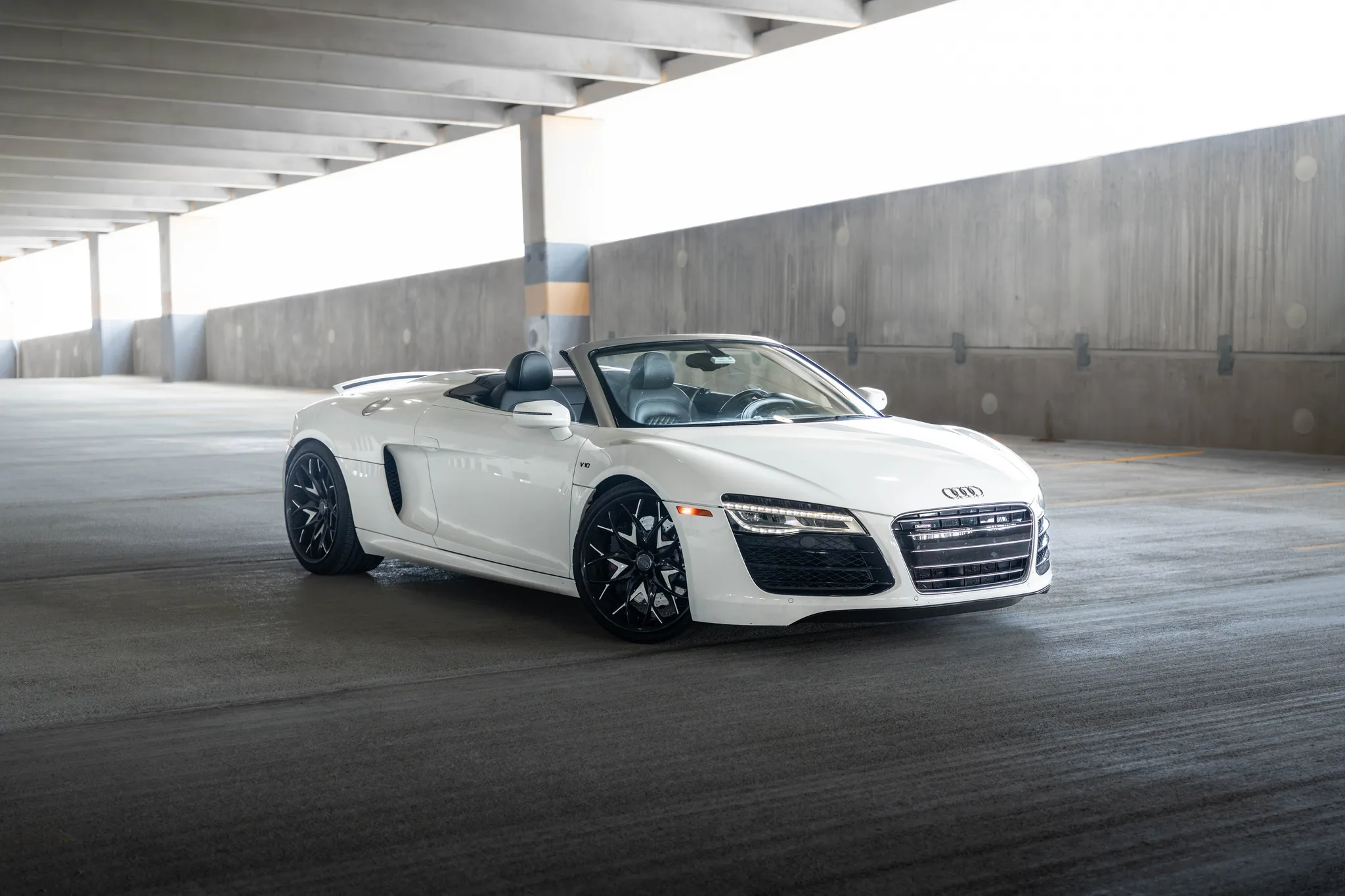 Audi R8 V10 Plus Spyder detail — mid-engine supercar with 5.2L V10